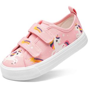 image:imageDREAM PAIRS Kids Toddler Sneakers Boys Girls Canvas with Cartoon Dual Hook and Loops for School WalkingPink