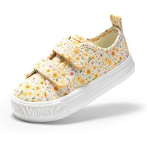 image:imageDREAM PAIRS Kids Toddler Sneakers Boys Girls Canvas with Cartoon Dual Hook and Loops for School WalkingYellowFlower
