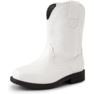 image:imageDREAM PAIRS Toddler Little Boys Girls Cowboy Boots Kids Western Square Toe Riding Mid Calf BootsWhite