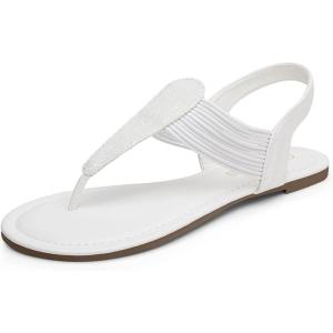 image:imageDREAM PAIRS Womens Elastic Strappy String Thong Ankle Strap Summer Gladiator SandalsWhiteGlitter