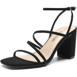 image:imageDREAM PAIRS Womens Heels Chunky Block Strappy Square Open Toe Ankle Buckle Heeled Sandals Wedding Party Dress Shoes IndieBlacknubuck