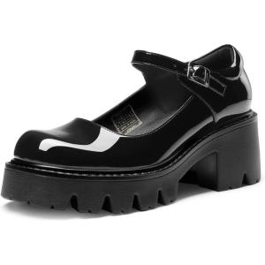 image:imageDREAM PAIRS Womens Mary Janes Shoes Platform Dress Low Heel Chunky Pumps Round Toe Ankle Strap Pumps Shoes Oxfords EstherBlack