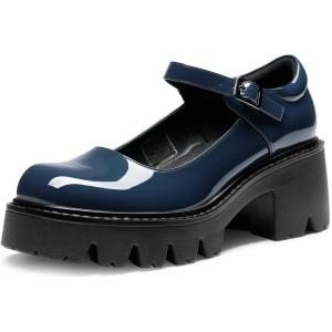image:imageDREAM PAIRS Womens Mary Janes Shoes Platform Dress Low Heel Chunky Pumps Round Toe Ankle Strap Pumps Shoes Oxfords EstherNavy