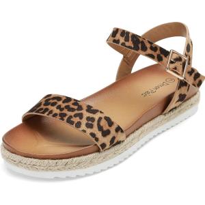 image:imageDREAM PAIRS Womens Open Toe Ankle Strap Espadrille Casual Flatform Platform Wedge SandalsLeopardSuede