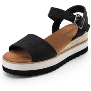 image:imageDREAM PAIRS Womens Open Toe Buckle Ankle Strap Espadrille Platform Wedge SandalsBlackcanvas