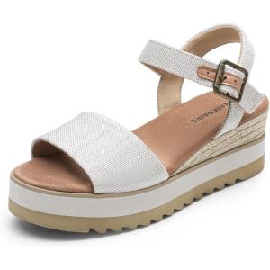 image:imageDREAM PAIRS Womens Open Toe Buckle Ankle Strap Espadrille Platform Wedge SandalsNaturalcanvas