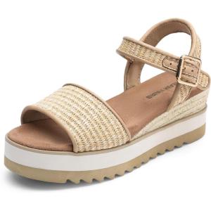 image:imageDREAM PAIRS Womens Open Toe Buckle Ankle Strap Espadrille Platform Wedge SandalsNaturalraffia
