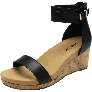 image:imageDREAM PAIRS Womens Open Toe Buckle Ankle Strap Platform Wedge Sandals Summer ShoesBlackPu