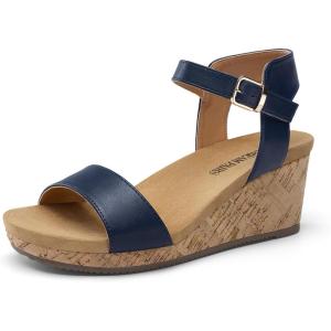 image:imageDREAM PAIRS Womens Open Toe Buckle Ankle Strap Platform Wedge Sandals for Women Summer Dressy Shoes  Women Wedge Platform Open Toe Ankle Strap BuckleNavy