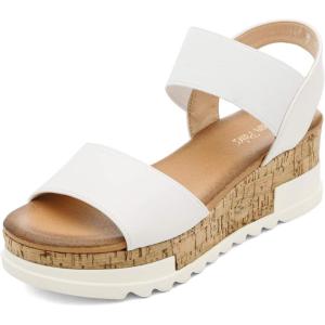 image:imageDREAM PAIRS Womens Open Toe Elastic Ankle Strap Casual Flatform Platform Wedges SandalsWhite Classic