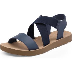 image:imageDREAM PAIRS Womens Open Toe Elastic Ankle Strap Flat Summer SandalsNavy