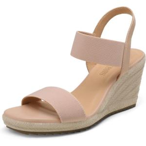 image:imageDREAM PAIRS Womens Open Toe Espadrilles Dressy Platform Sandals Slip on Elastic Ankle Strap Wedges SandalsBlush