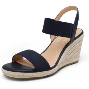 image:imageDREAM PAIRS Womens Open Toe Espadrilles Dressy Platform Sandals Slip on Elastic Ankle Strap Wedges SandalsNavy