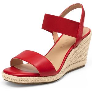 image:imageDREAM PAIRS Womens Open Toe Espadrilles Dressy Platform Sandals Slip on Elastic Ankle Strap Wedges SandalsRed