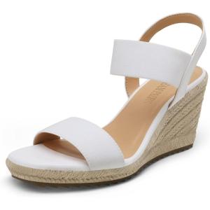 image:imageDREAM PAIRS Womens Open Toe Espadrilles Dressy Platform Sandals Slip on Elastic Ankle Strap Wedges SandalsWhite