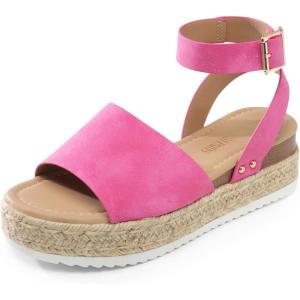 image:imageDREAM PAIRS Womens Platform Espadrilles Casual Ankle Strap Wide Wedge Sandals Comfortable Dressy Summer ShoesHot Pink
