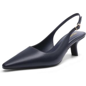 image:imageDREAM PAIRS Womens Slingback Kitten Heels  236 Inch Low Heel Pointed Toe Pumps Comfortable Closed Toe Dress Shoes for Office Work Classic Holiday HeelsNavy