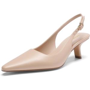 image:imageDREAM PAIRS Womens Slingback Kitten Heels  236 Inch Low Heel Pointed Toe Pumps Comfortable Closed Toe Dress Shoes for Office Work Classic Holiday HeelsNude