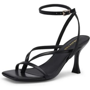 image:imageDREAM PAIRS Womens Square Open Toe Flip Flop High kitten Heels Strappy Thong Ankle Strap 335 Inch Sandals Comfort Dress Party ShoesBlack
