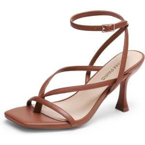 image:imageDREAM PAIRS Womens Square Open Toe Flip Flop High kitten Heels Strappy Thong Ankle Strap 335 Inch Sandals Comfort Dress Party ShoesBrown