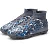 image:imageDREAM PAIRS Boys Girls Indoor Soccer Shoes High Top Football Turf Futsal Shoes for LittleBig KidGrey