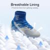 image:imageDREAM PAIRS Boys Girls Soccer Cleats Youth Firm Groud Outdoor Sport Athletic High Top Football Shoes for LittleBig KidBlueWhiteGrey