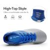 image:imageDREAM PAIRS Boys Girls Soccer Cleats Youth Firm Groud Outdoor Sport Athletic High Top Football Shoes for LittleBig KidBlueWhiteGrey