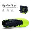 image:imageDREAM PAIRS Boys Girls Soccer Cleats Youth Firm Groud Outdoor Sport Athletic High Top Football Shoes for LittleBig KidDarkBlueNeonGreen