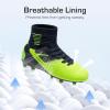 image:imageDREAM PAIRS Boys Girls Soccer Cleats Youth Firm Groud Outdoor Sport Athletic High Top Football Shoes for LittleBig KidDarkBlueNeonGreen