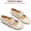 image:imageDREAM PAIRS Flower Girl Ballet Flats Pearls Bow Ballerina Mary Jane Dress Shoes SDFL2315K Ivory 13 Little Kid