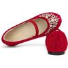 image:imageDREAM PAIRS Girls Ballet Flats Flower Shoes Mary Jane Ballerina Flat Dress Shoes for DailyWeddingPartyRedSuede