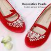 image:imageDREAM PAIRS Girls Ballet Flats Flower Shoes Mary Jane Ballerina Flat Dress Shoes for DailyWeddingPartyRedSuede