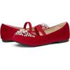 image:imageDREAM PAIRS Girls Ballet Flats Flower Shoes Mary Jane Ballerina Flat Dress Shoes for DailyWeddingPartyRedSuede