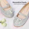image:imageDREAM PAIRS Girls Ballet Flats Flower Shoes Mary Jane Ballerina Flat Dress Shoes for DailyWeddingPartySilverGlitter