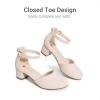 image:imageDREAM PAIRS Girls Dress Shoes Closed Toe High Heels Ankle Strap Toddler Little Big Kid Wedding Flower Party PumpAll Nude