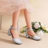 image:imageDREAM PAIRS Girls Dress Shoes Closed Toe High Heels Ankle Strap Toddler Little Big Kid Wedding Flower Party PumpAll Silver
