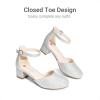 image:imageDREAM PAIRS Girls Dress Shoes Closed Toe High Heels Ankle Strap Toddler Little Big Kid Wedding Flower Party PumpAll Silver