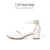 image:imageDREAM PAIRS Girls Dress Shoes Closed Toe High Heels Ankle Strap Toddler Little Big Kid Wedding Flower Party PumpAll White