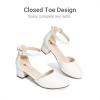 image:imageDREAM PAIRS Girls Dress Shoes Closed Toe High Heels Ankle Strap Toddler Little Big Kid Wedding Flower Party PumpAll White