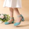 image:imageDREAM PAIRS Girls Dress Shoes Closed Toe High Heels Ankle Strap Toddler Little Big Kid Wedding Flower Party PumpBlue