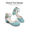 image:imageDREAM PAIRS Girls Dress Shoes Closed Toe High Heels Ankle Strap Toddler Little Big Kid Wedding Flower Party PumpBlue