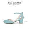image:imageDREAM PAIRS Girls Dress Shoes Closed Toe High Heels Ankle Strap Toddler Little Big Kid Wedding Flower Party PumpBlue