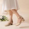 image:imageDREAM PAIRS Girls Dress Shoes Closed Toe High Heels Ankle Strap Toddler Little Big Kid Wedding Flower Party PumpGold