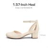 image:imageDREAM PAIRS Girls Dress Shoes Closed Toe High Heels Ankle Strap Toddler Little Big Kid Wedding Flower Party PumpIvory