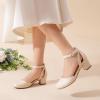 image:imageDREAM PAIRS Girls Dress Shoes Closed Toe High Heels Ankle Strap Toddler Little Big Kid Wedding Flower Party PumpIvory