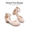 image:imageDREAM PAIRS Girls Dress Shoes Closed Toe High Heels Ankle Strap Toddler Little Big Kid Wedding Flower Party PumpNude