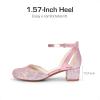image:imageDREAM PAIRS Girls Dress Shoes Closed Toe High Heels Ankle Strap Toddler Little Big Kid Wedding Flower Party PumpPink