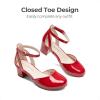 image:imageDREAM PAIRS Girls Dress Shoes Closed Toe High Heels Ankle Strap Toddler Little Big Kid Wedding Flower Party PumpRed