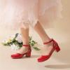 image:imageDREAM PAIRS Girls Dress Shoes Closed Toe High Heels Ankle Strap Toddler Little Big Kid Wedding Flower Party PumpRed