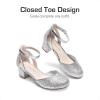 image:imageDREAM PAIRS Girls Dress Shoes Closed Toe High Heels Ankle Strap Toddler Little Big Kid Wedding Flower Party PumpSilver